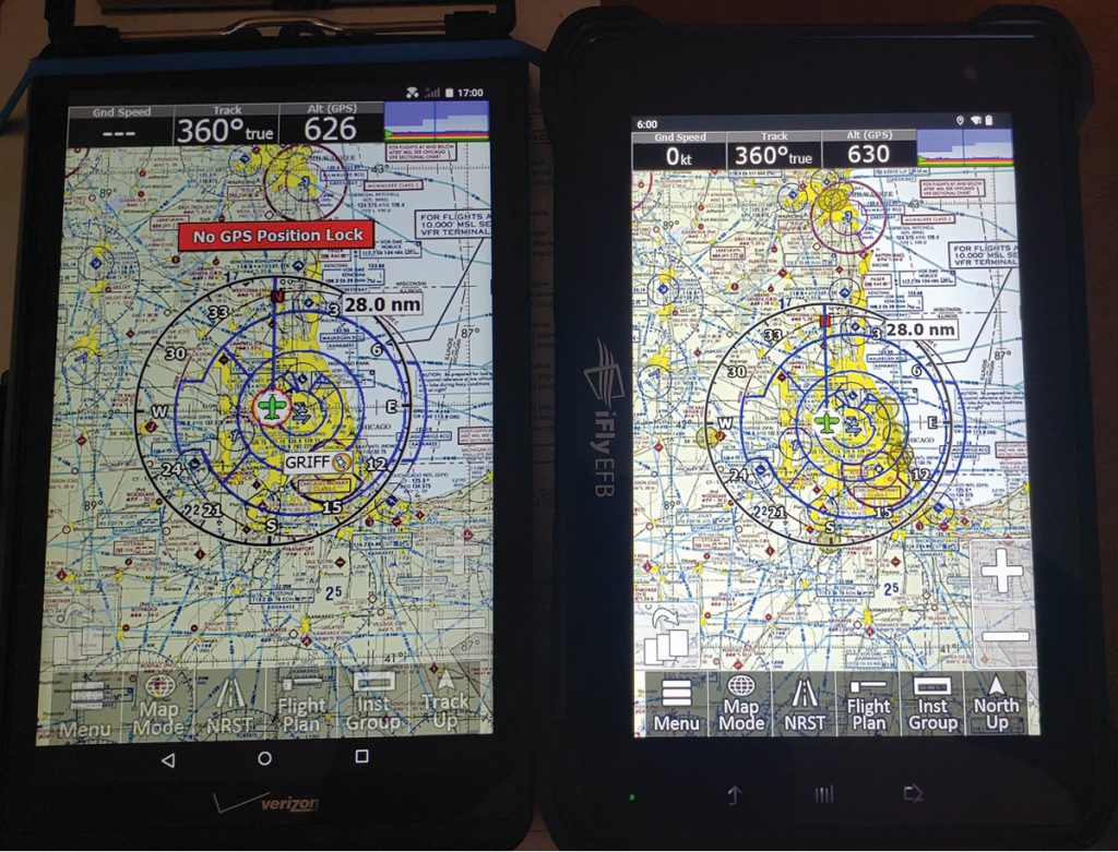 iFly EFB compared to android screen